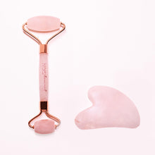 Load image into Gallery viewer, rose quartz facial roller for face massage anti-aging tool

